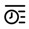 Black icon of a clock with short and long hands, paired with three horizontal lines and a bar above, suggesting time management or scheduling—ideal for tracking maintenance schedules of refurbished printers.